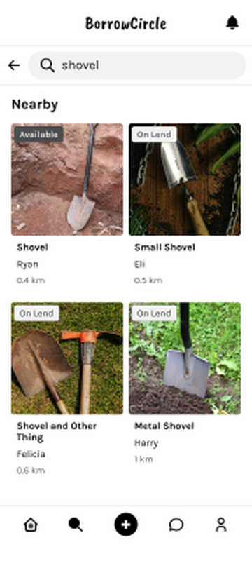 Earlier search results with Available and On Lend tags