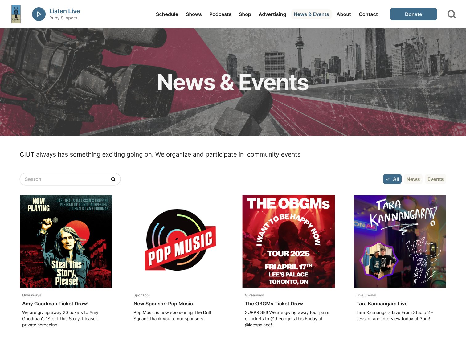 News & Events: a new page for the events CIUT already runs