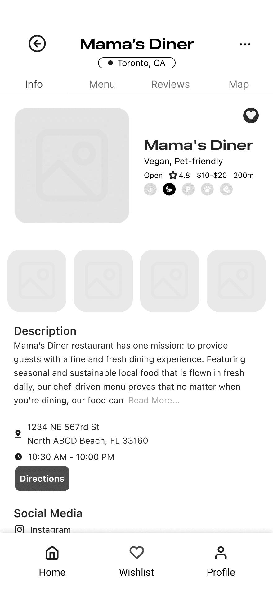 Restaurant info